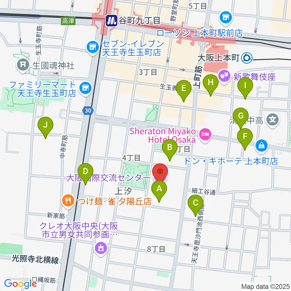 大阪国際交流センター周辺のホテル一覧地図