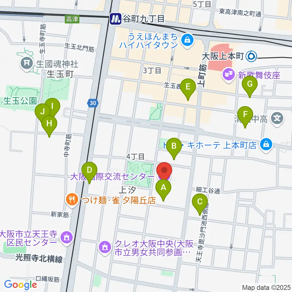 大阪国際交流センター周辺のホテル一覧地図