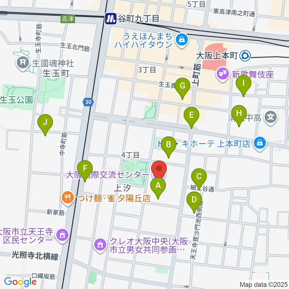 大阪国際交流センター周辺のホテル一覧地図