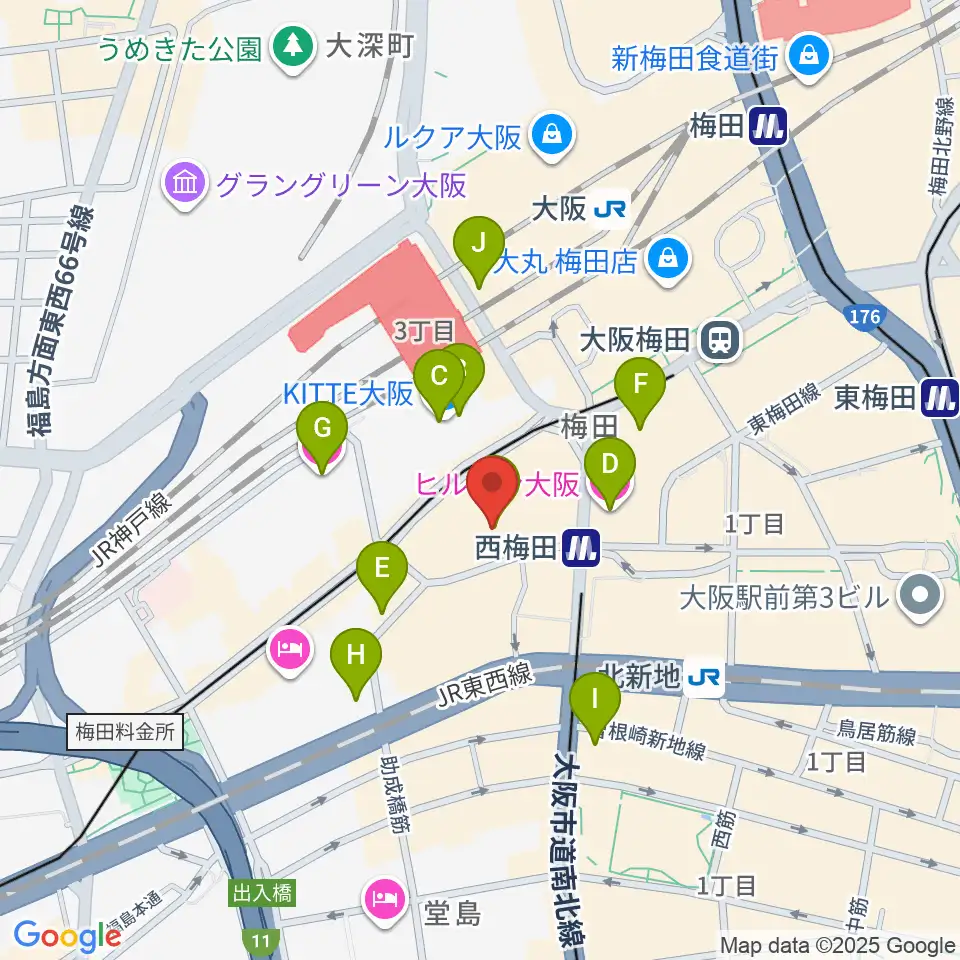 大阪四季劇場周辺のホテル一覧地図