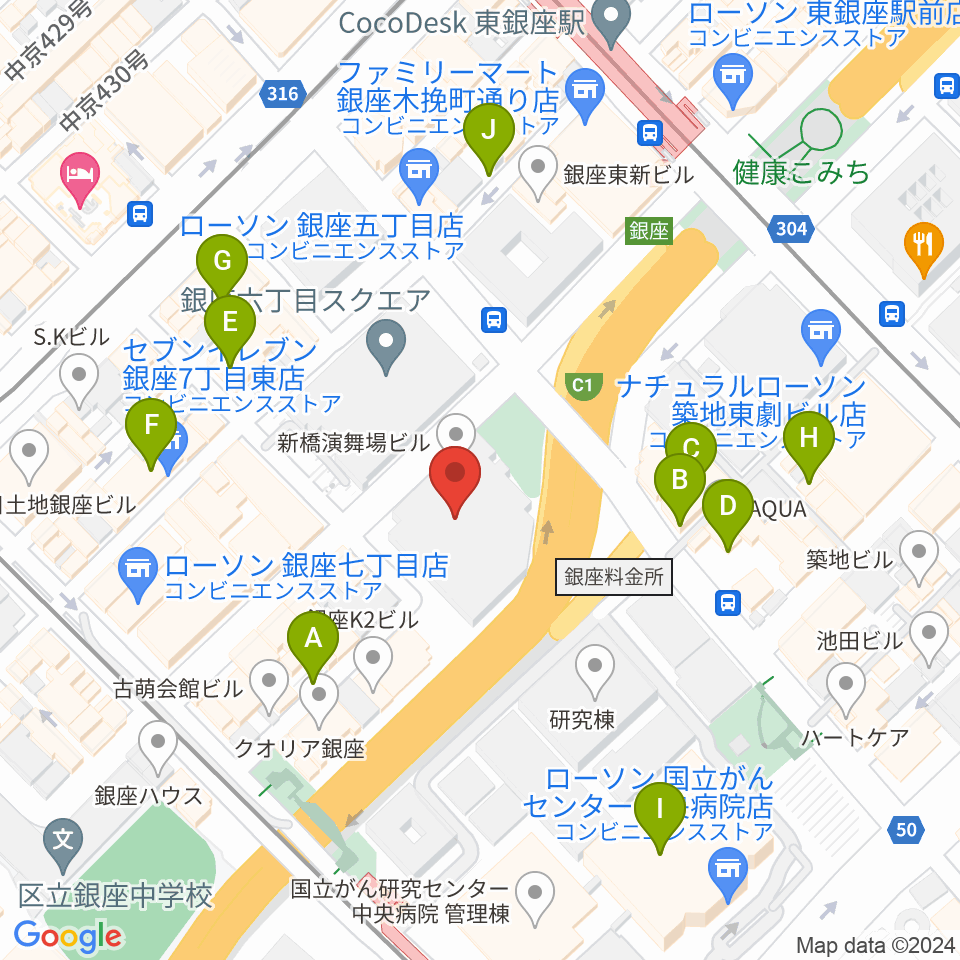 新橋演舞場周辺のホテル一覧地図
