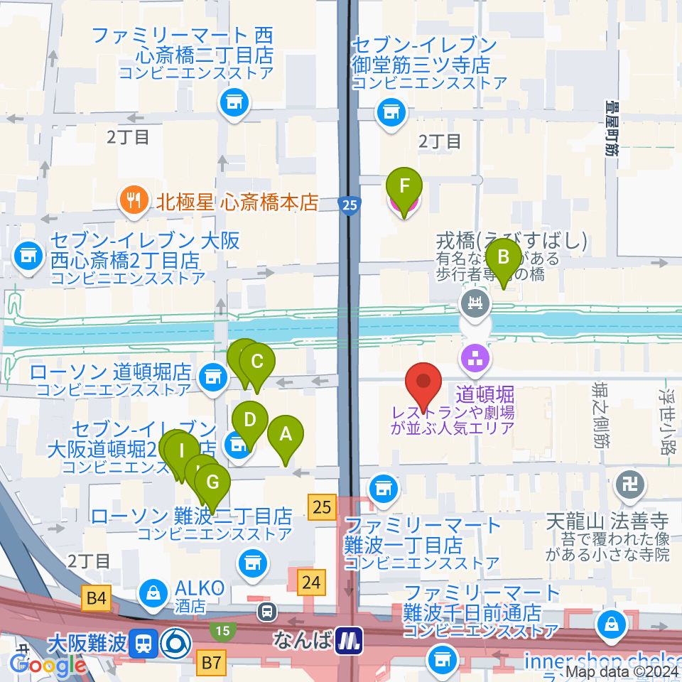 大阪松竹座周辺のホテル一覧地図