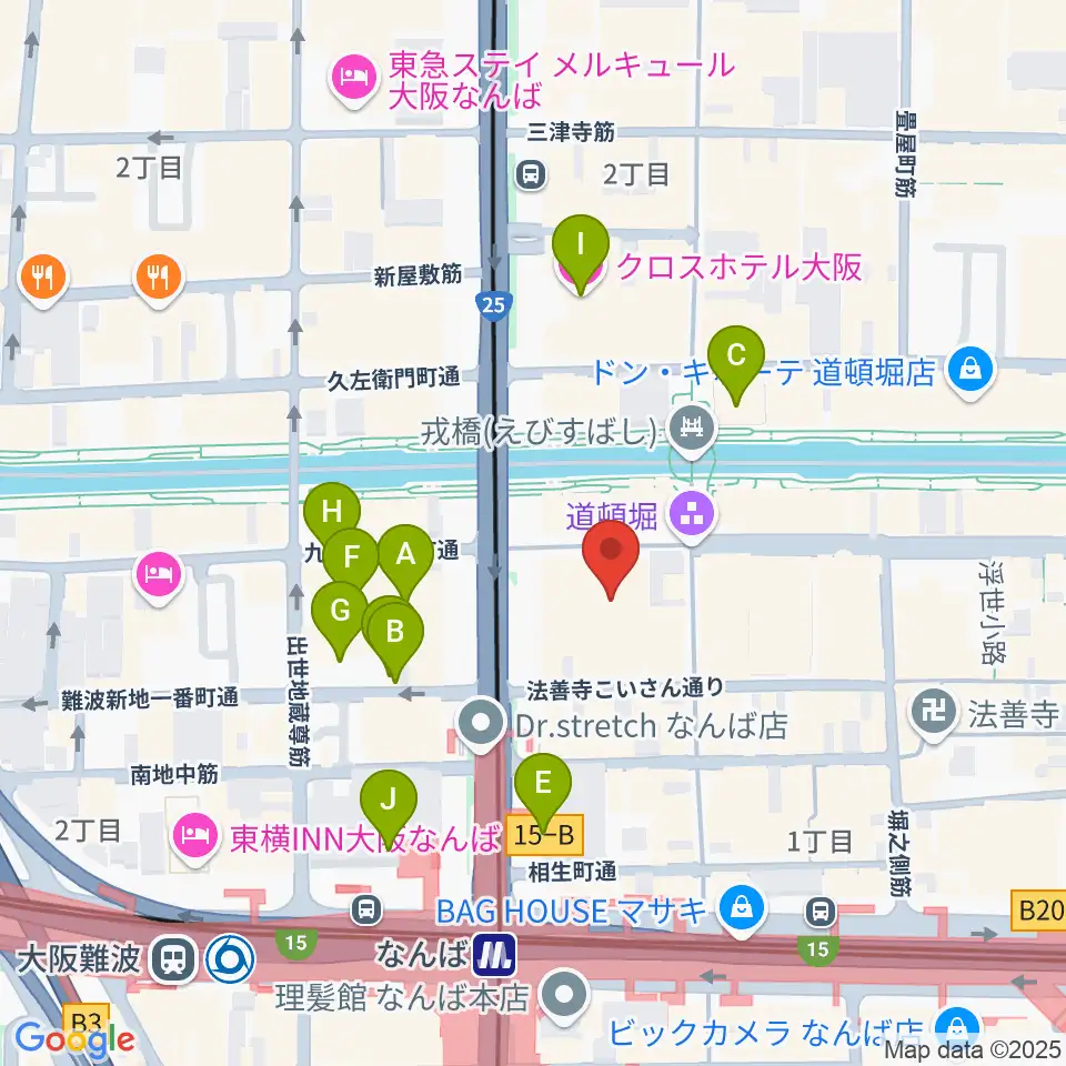 大阪松竹座周辺のホテル一覧地図