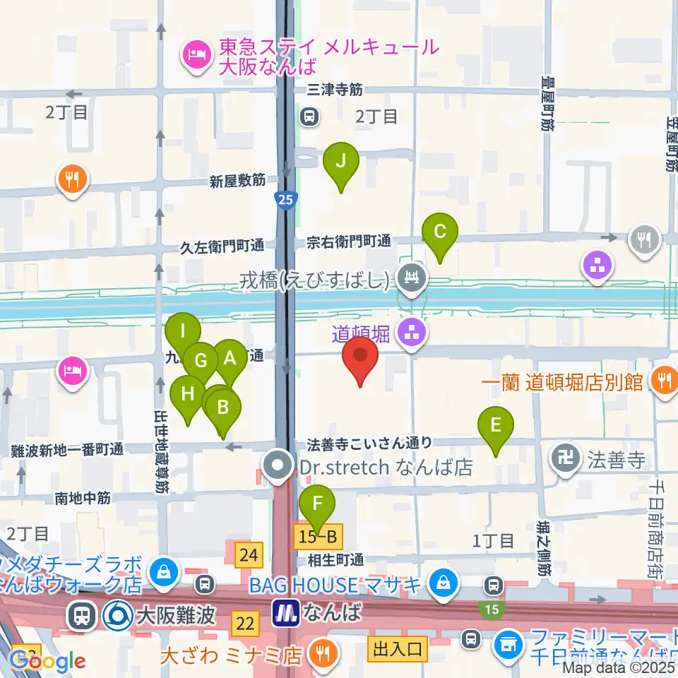 大阪松竹座周辺のホテル一覧地図