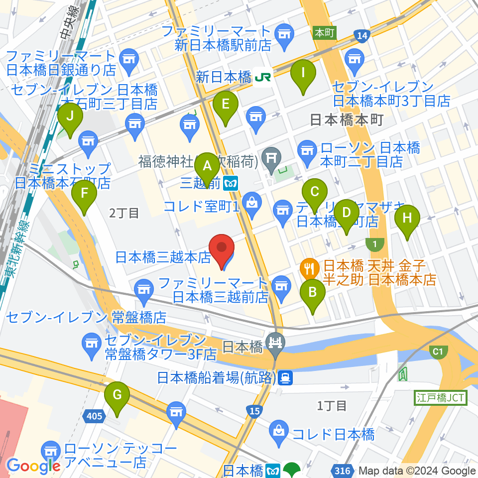 三越劇場周辺のホテル一覧地図