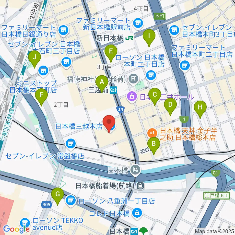 三越劇場周辺のホテル一覧地図