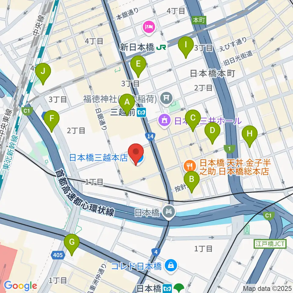 三越劇場周辺のホテル一覧地図