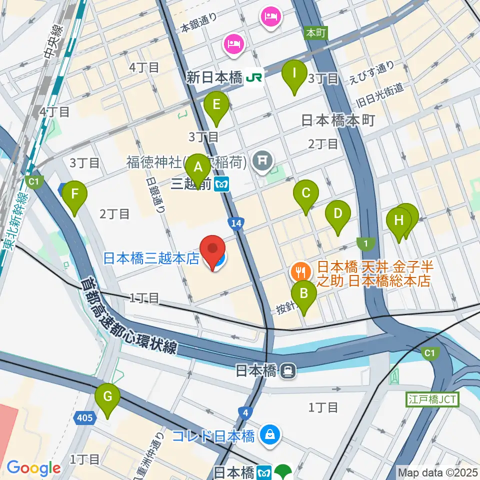 三越劇場周辺のホテル一覧地図