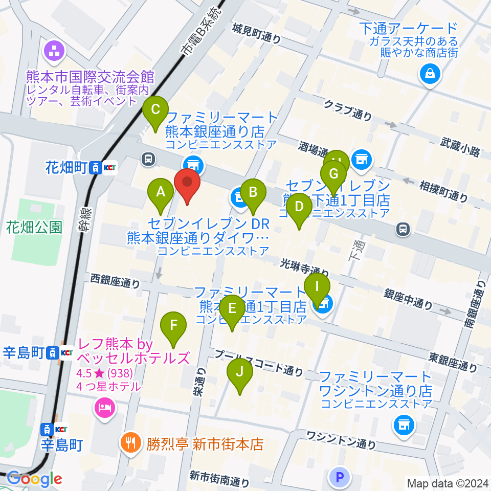 熊本TWO FIVE周辺のホテル一覧地図