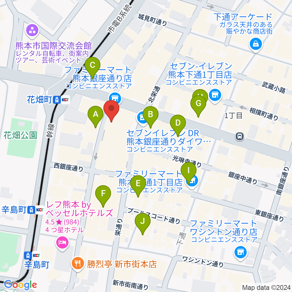 熊本TWO FIVE周辺のホテル一覧地図