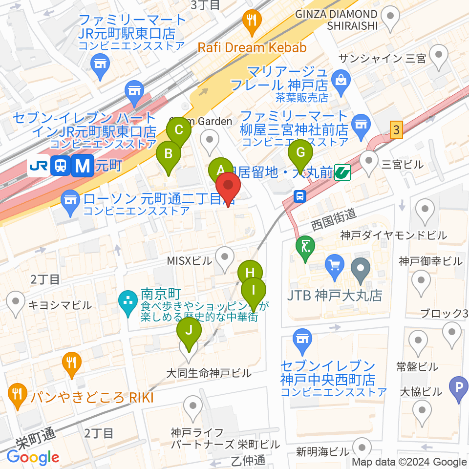 神戸元町ジャズ喫茶JamJam周辺のホテル一覧地図