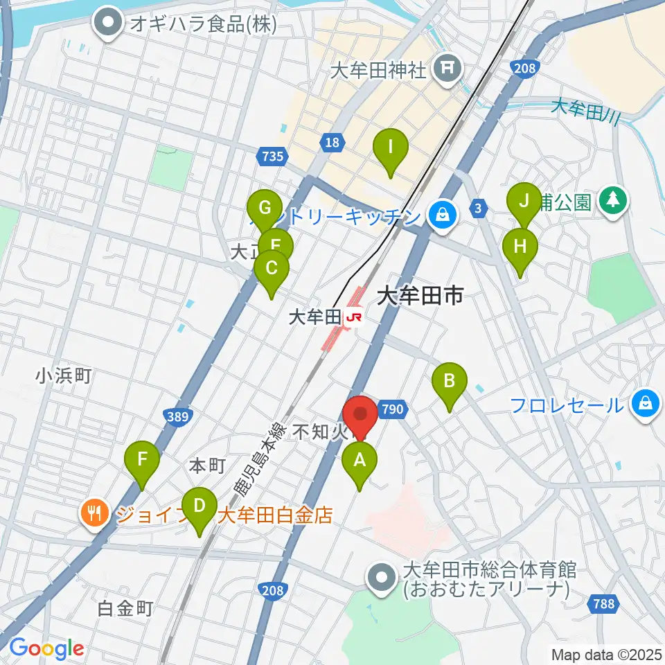 大牟田文化会館周辺のホテル一覧地図