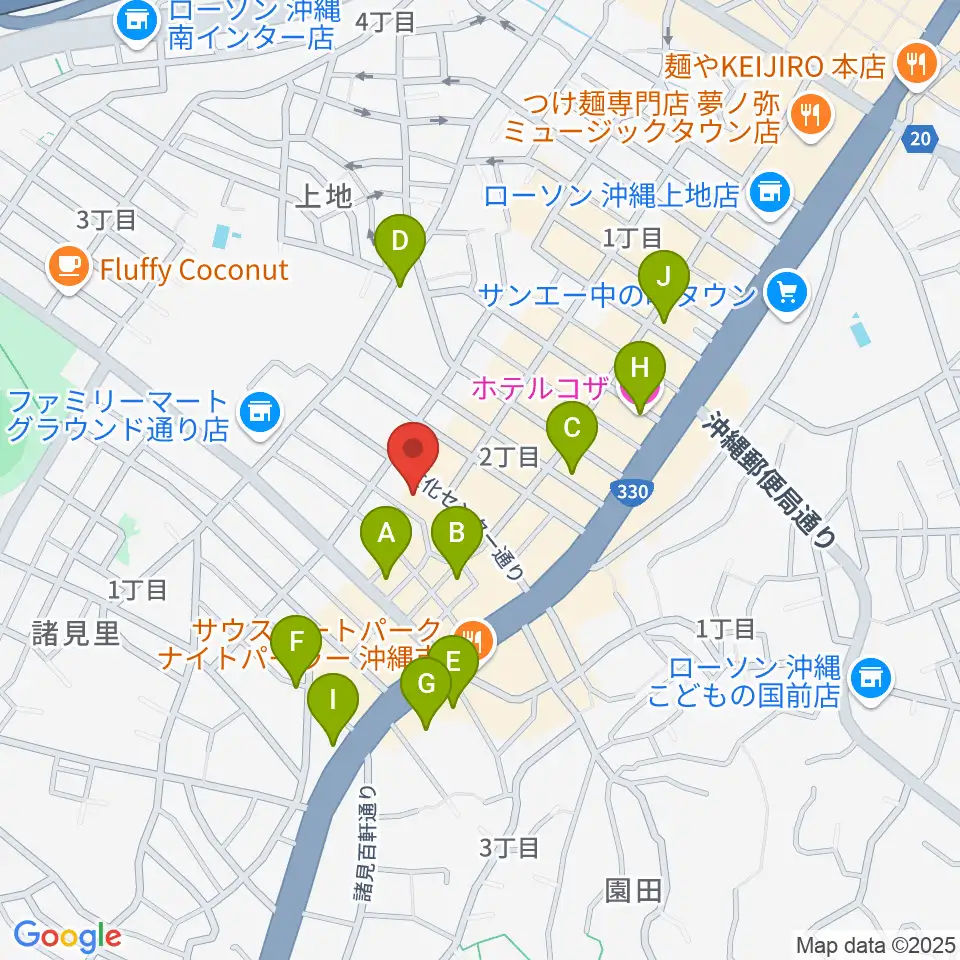 沖縄市立芸能館周辺のホテル一覧地図