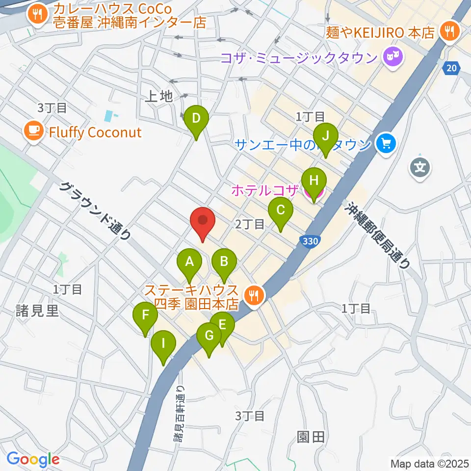 沖縄市立芸能館周辺のホテル一覧地図