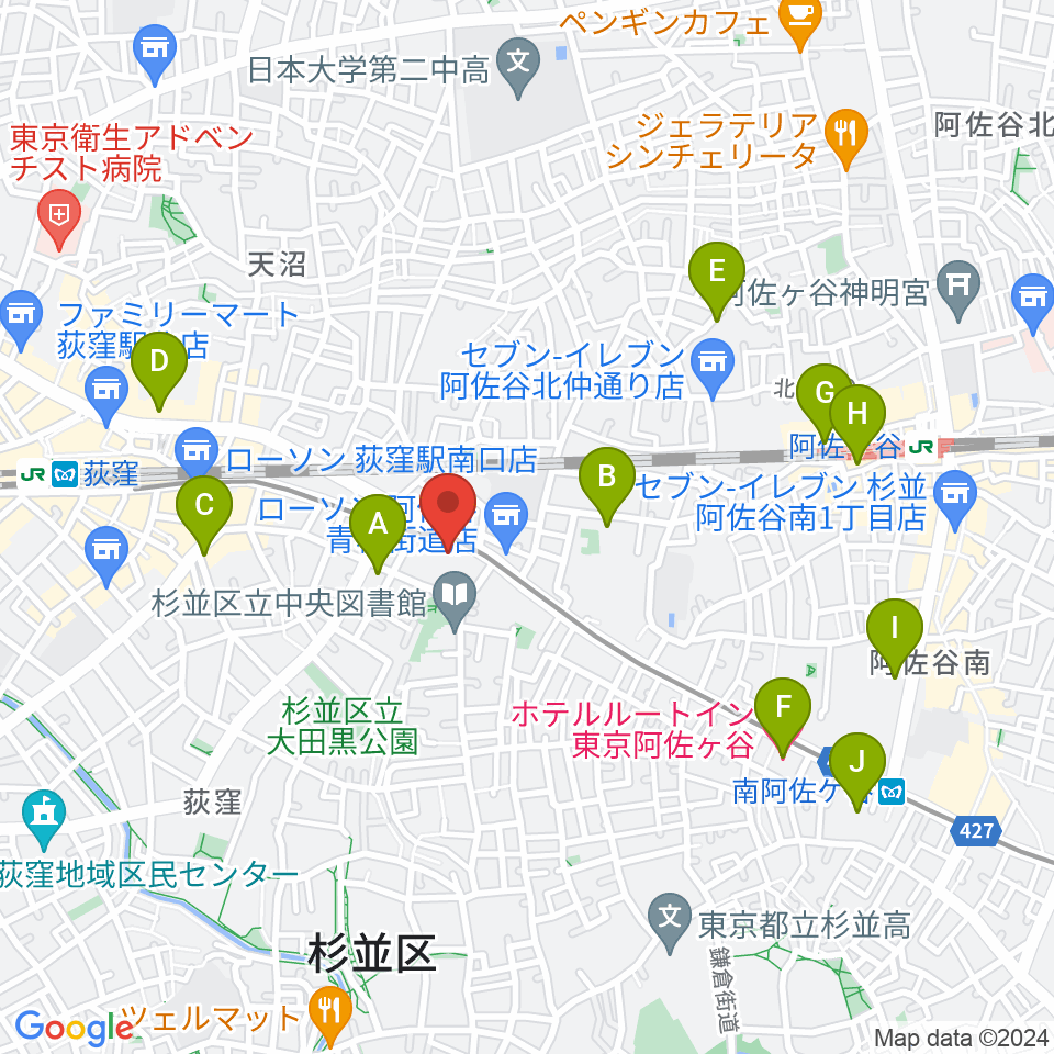 荻窪小劇場周辺のホテル一覧地図
