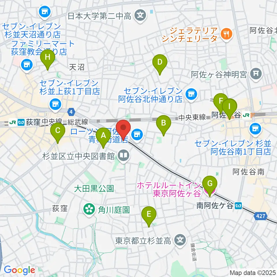荻窪小劇場周辺のホテル一覧地図