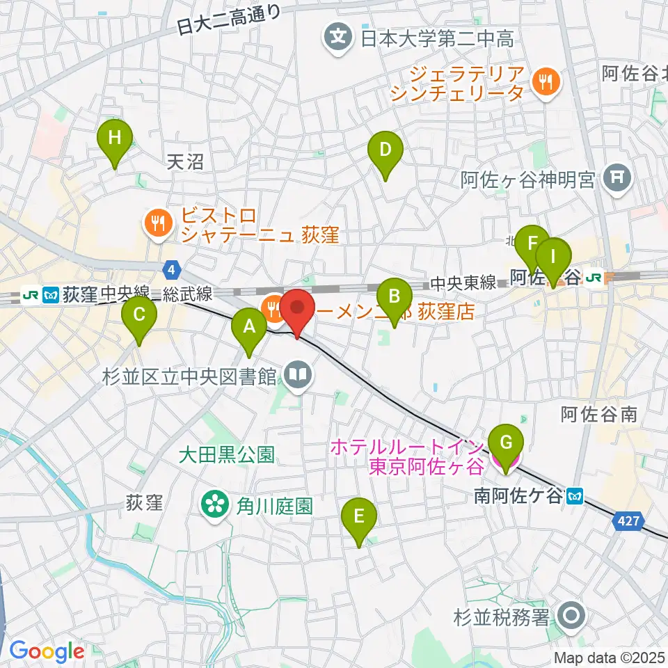 荻窪小劇場周辺のホテル一覧地図