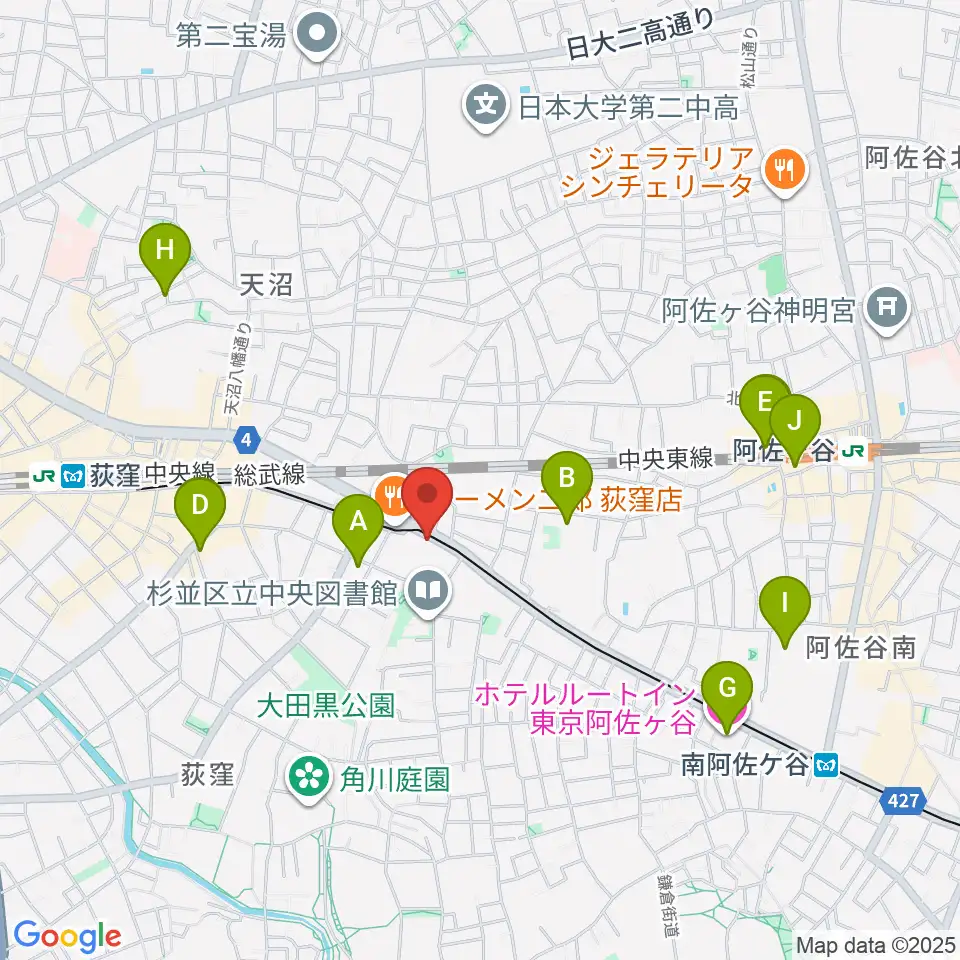 荻窪小劇場周辺のホテル一覧地図