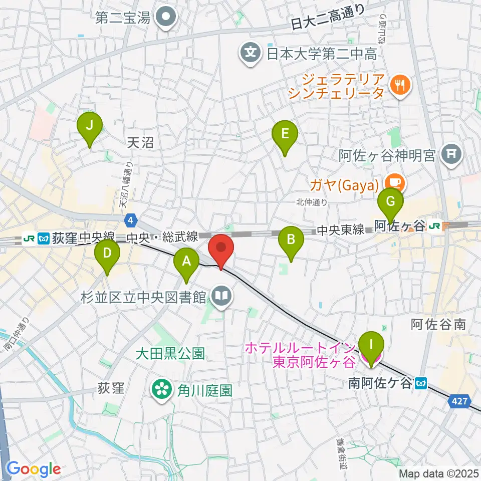 荻窪小劇場周辺のホテル一覧地図