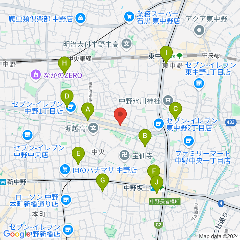 中野坂上RAFT周辺のホテル一覧地図