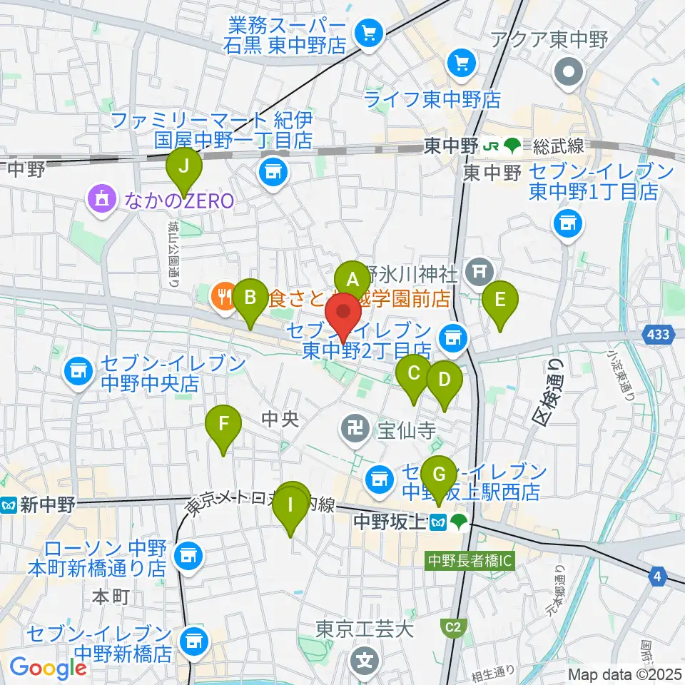 中野坂上RAFT周辺のホテル一覧地図