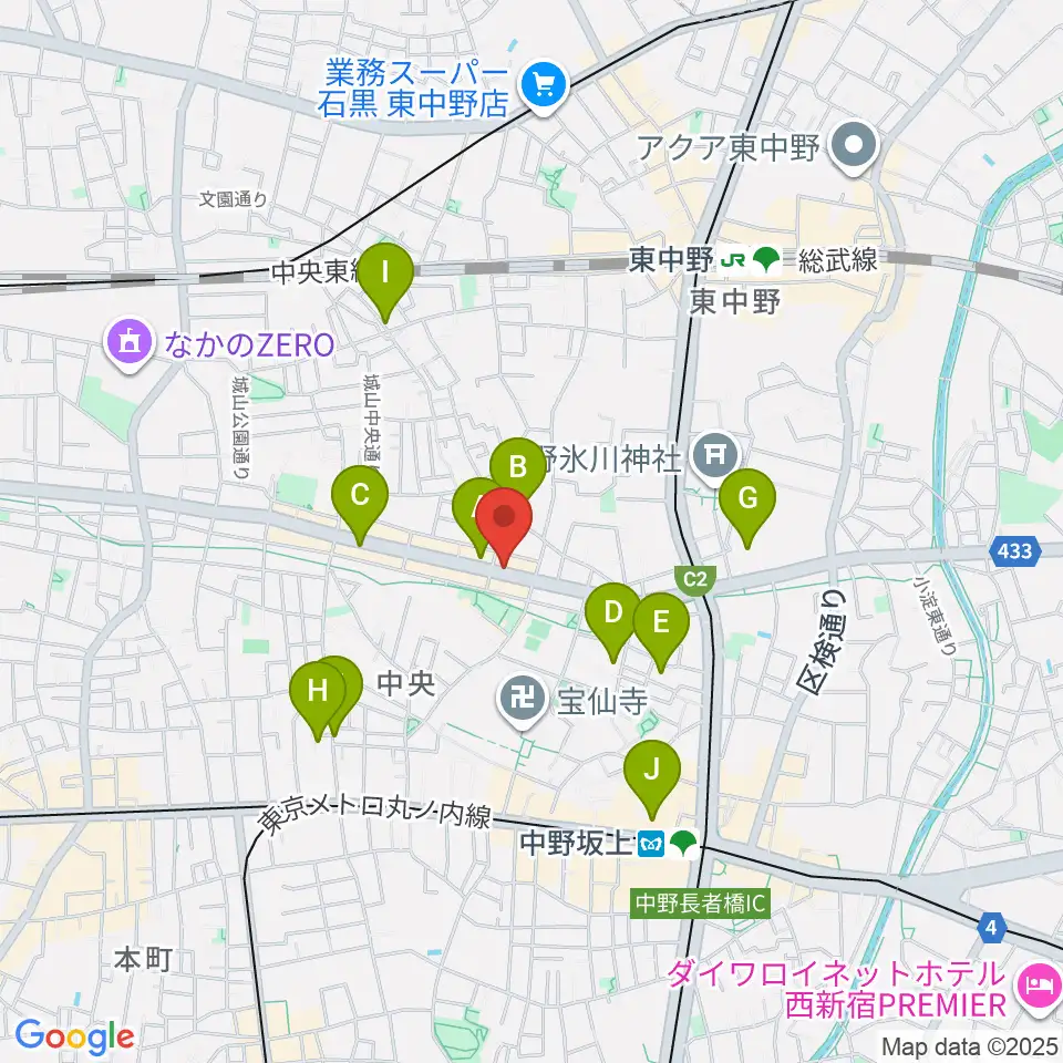 中野坂上RAFT周辺のホテル一覧地図