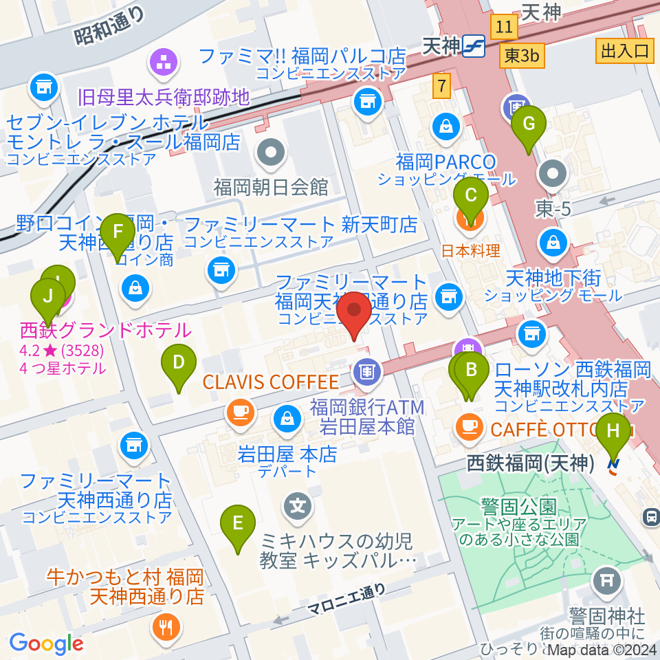 島村楽器 岩田屋福岡店周辺のホテル一覧地図