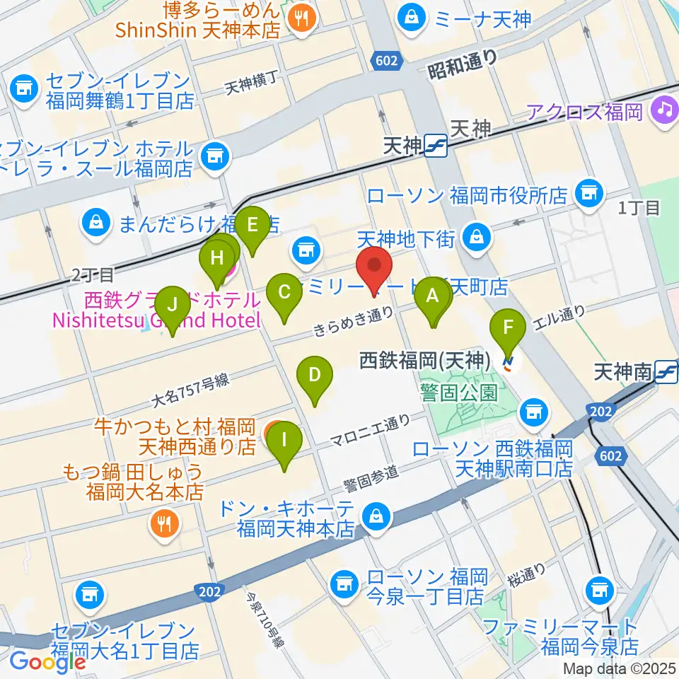 島村楽器 岩田屋福岡店周辺のホテル一覧地図