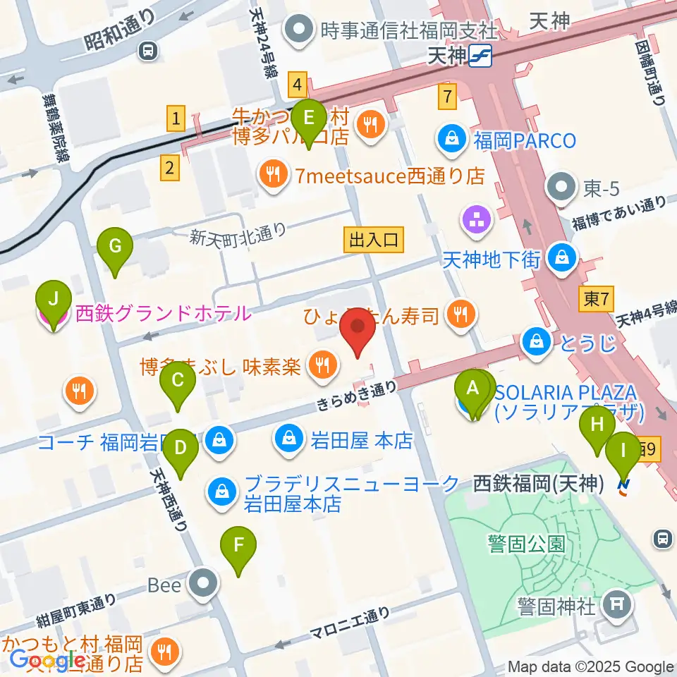 島村楽器 岩田屋福岡店周辺のホテル一覧地図