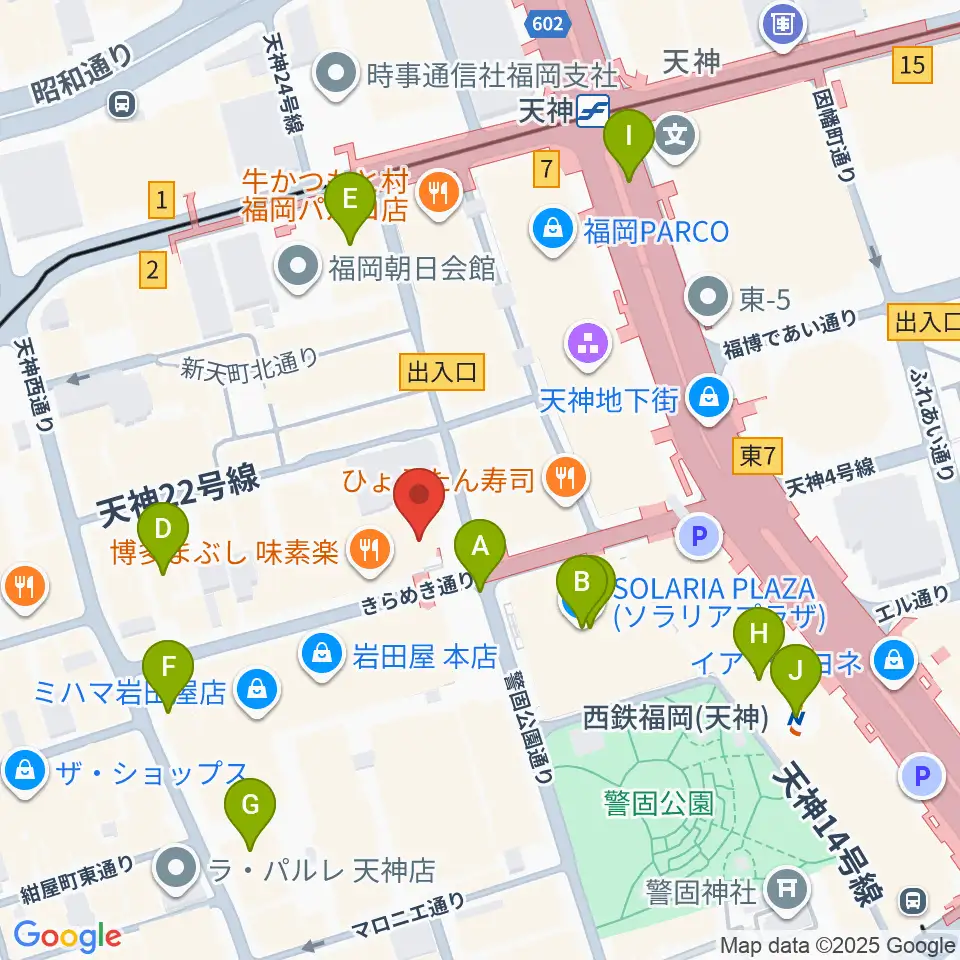 島村楽器 岩田屋福岡店周辺のホテル一覧地図