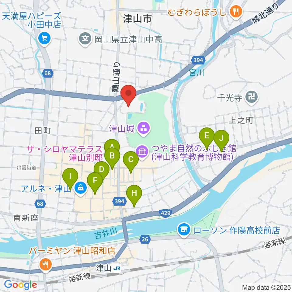 津山文化センター周辺のホテル一覧地図