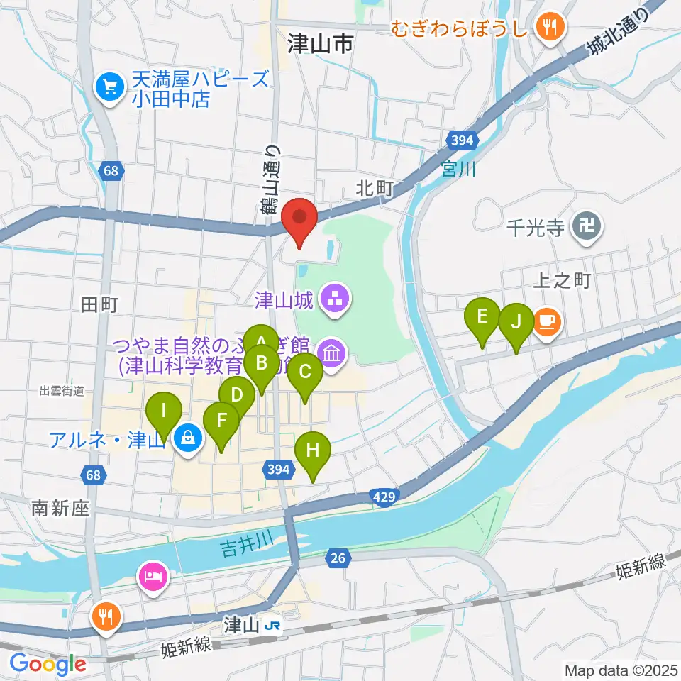 津山文化センター周辺のホテル一覧地図