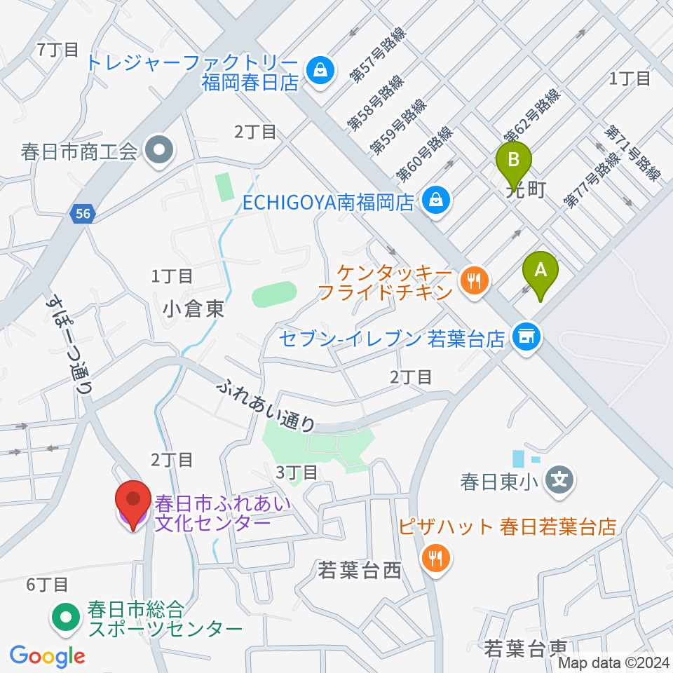 春日市ふれあい文化センター周辺のホテル一覧地図