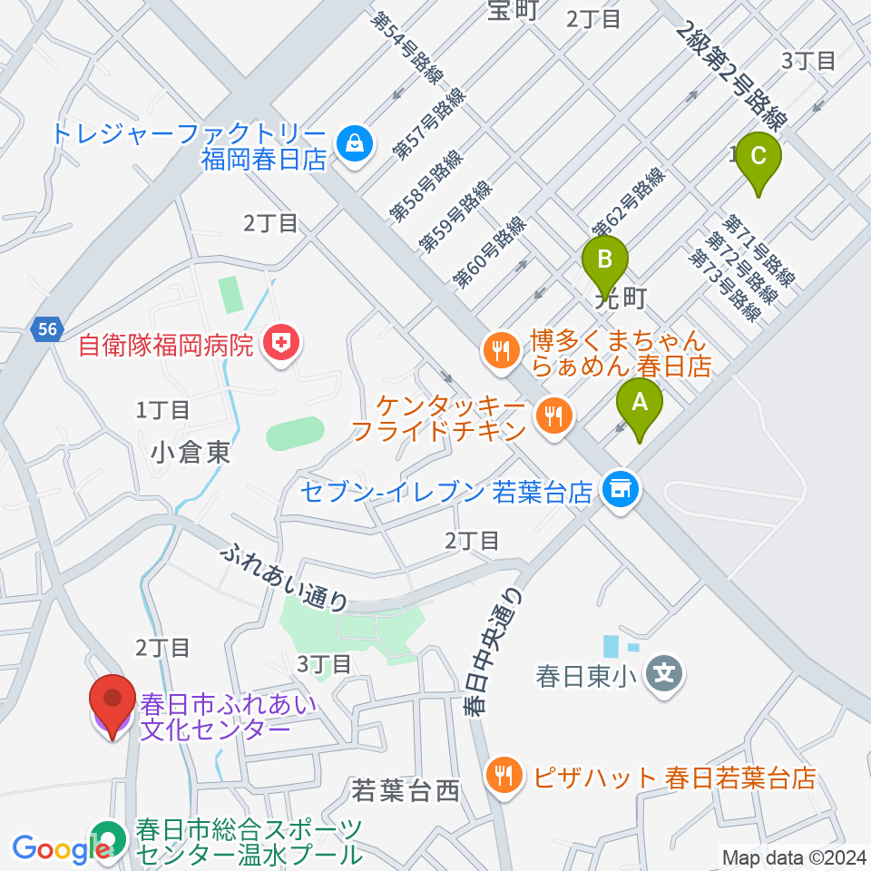 春日市ふれあい文化センター周辺のホテル一覧地図