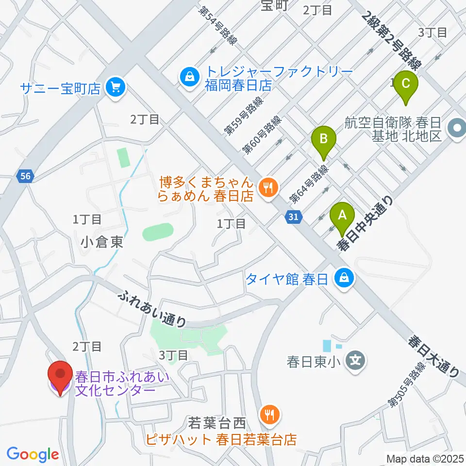 春日市ふれあい文化センター周辺のホテル一覧地図