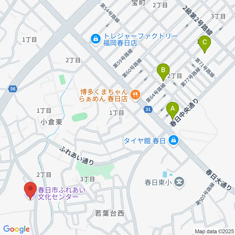 春日市ふれあい文化センター周辺のホテル一覧地図