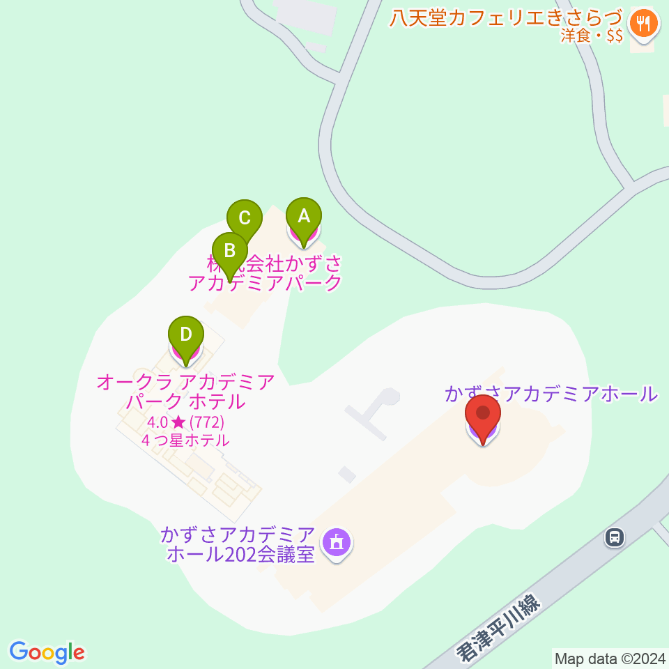 かずさアカデミアホール周辺のホテル一覧地図