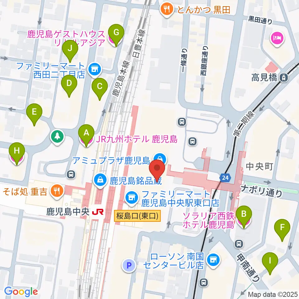 島村楽器 鹿児島アミュプラザ店周辺のホテル一覧地図