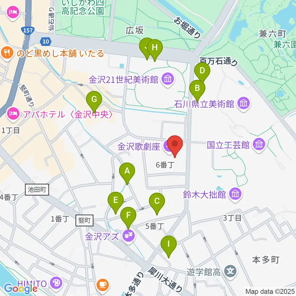 金沢歌劇座周辺のホテル一覧地図