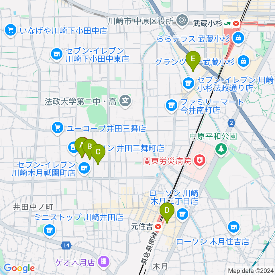 川崎市国際交流センター周辺のホテル一覧地図