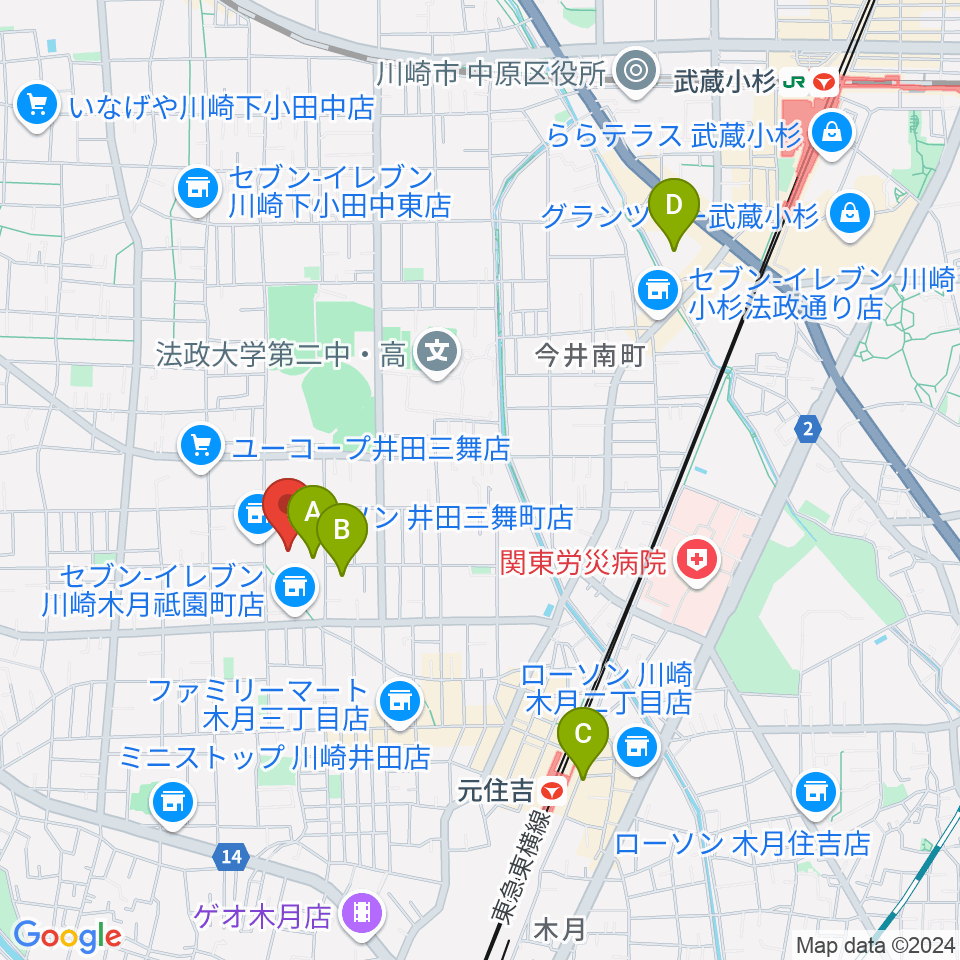 川崎市国際交流センター周辺のホテル一覧地図