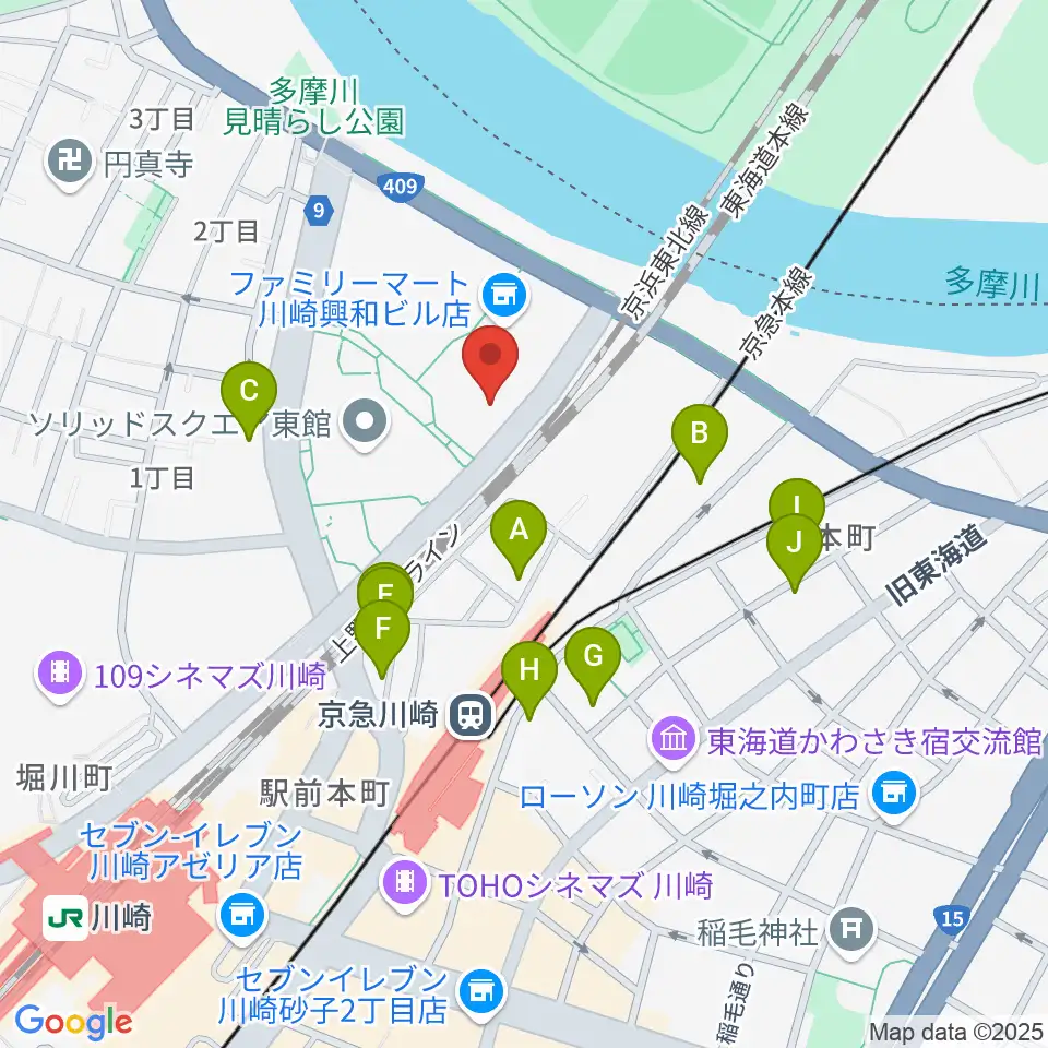 川崎市産業振興会館周辺のホテル一覧地図