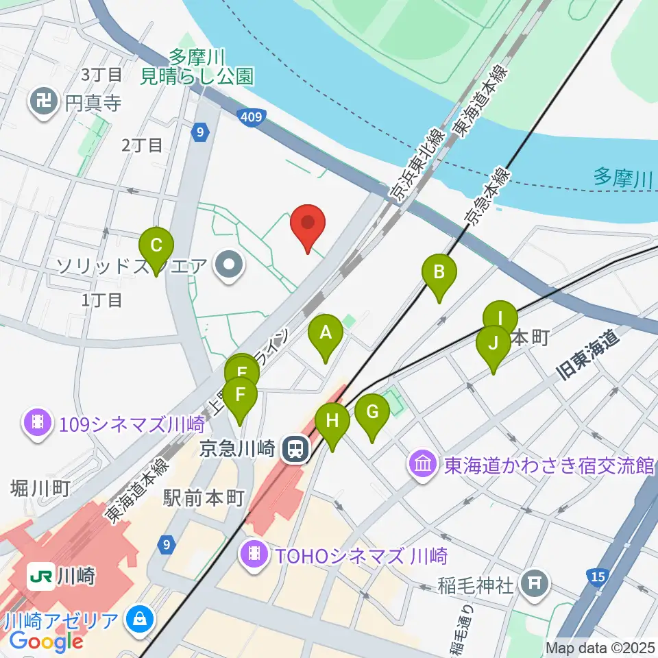 川崎市産業振興会館周辺のホテル一覧地図