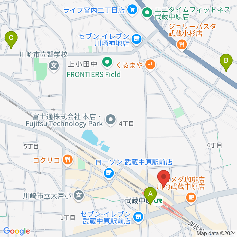 川崎市総合福祉センター エポックなかはら周辺のホテル一覧地図