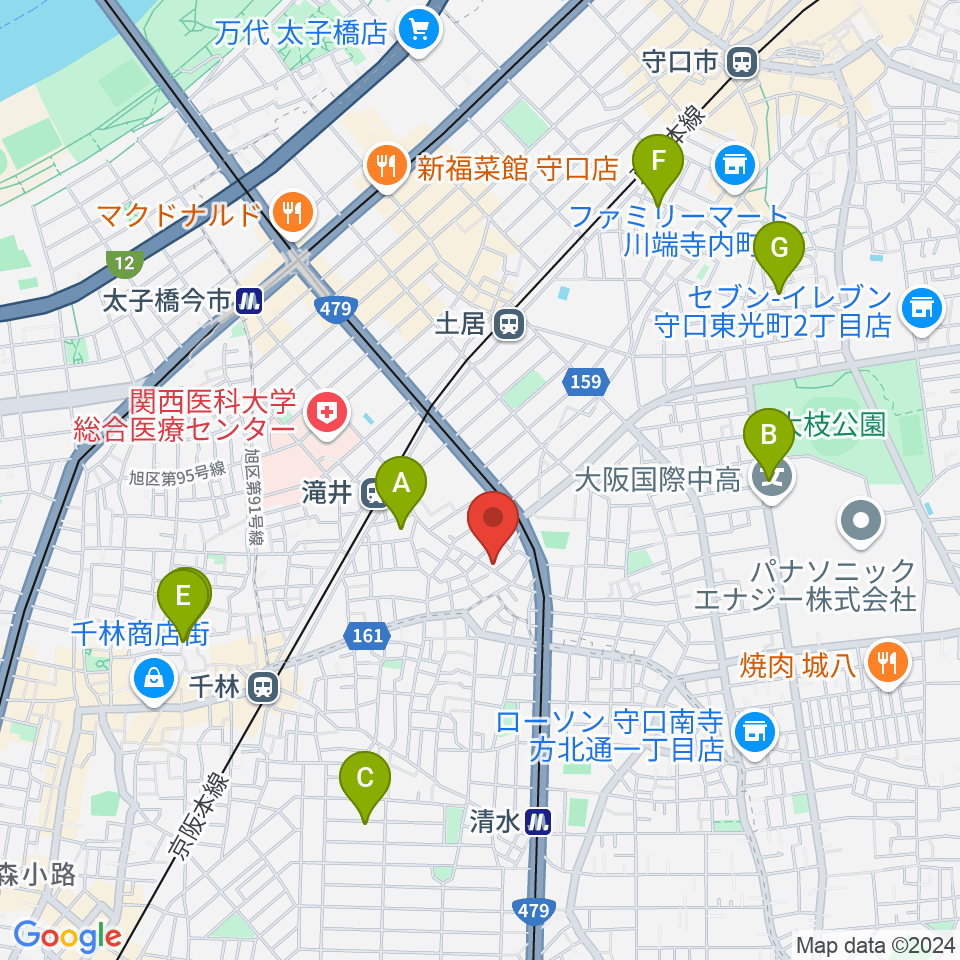 井谷ギター教室周辺のホテル一覧地図