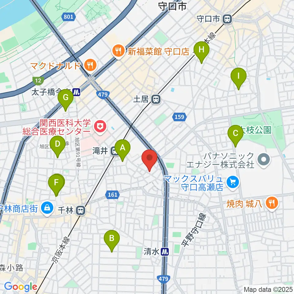 井谷ギター教室周辺のホテル一覧地図