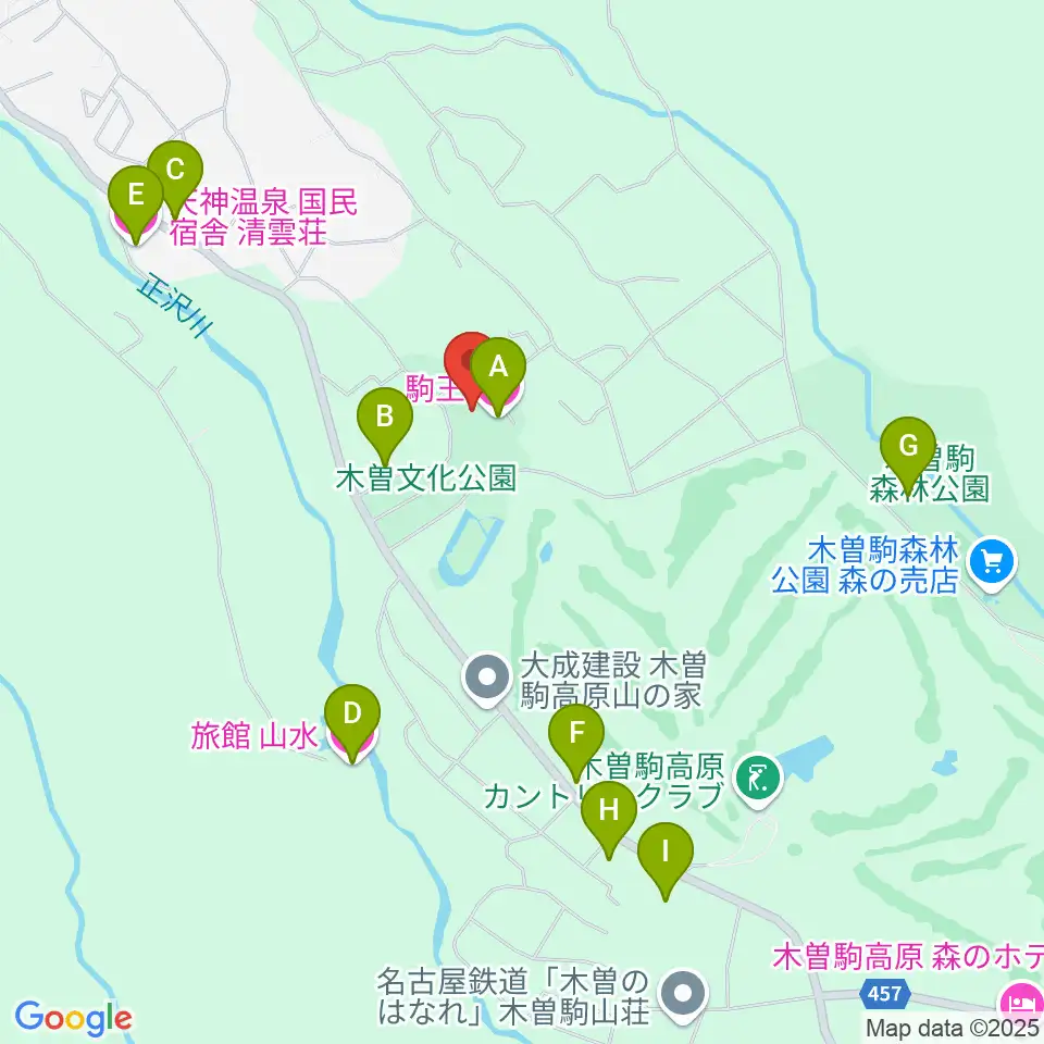 木曽文化公園文化ホール周辺のホテル一覧地図