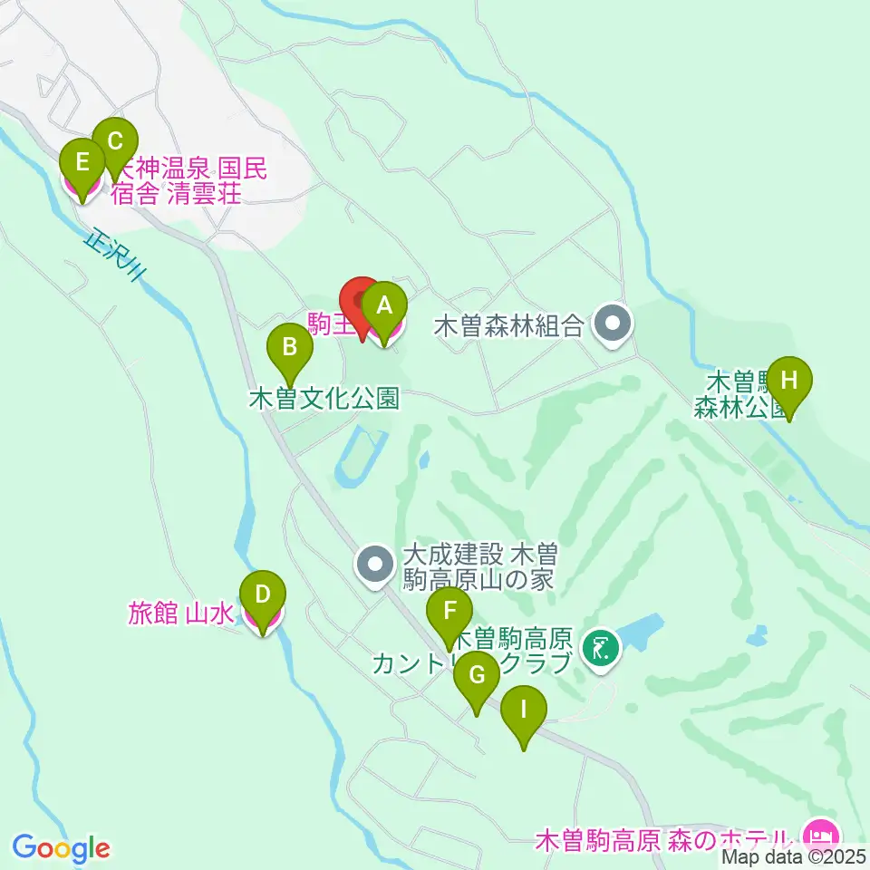木曽文化公園文化ホール周辺のホテル一覧地図