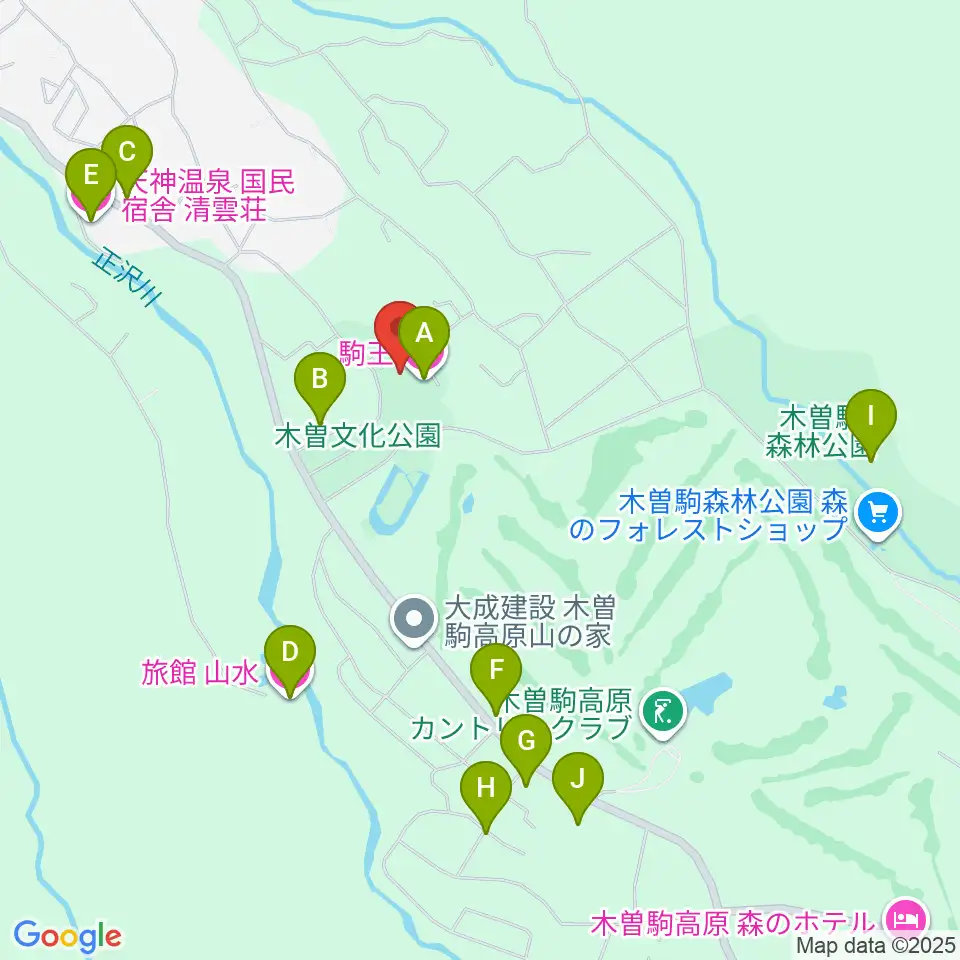 木曽文化公園文化ホール周辺のホテル一覧地図