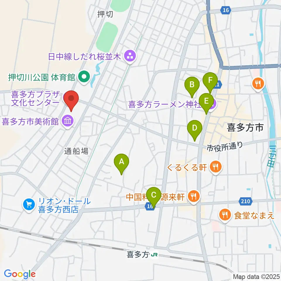喜多方プラザ文化センター周辺のホテル一覧地図